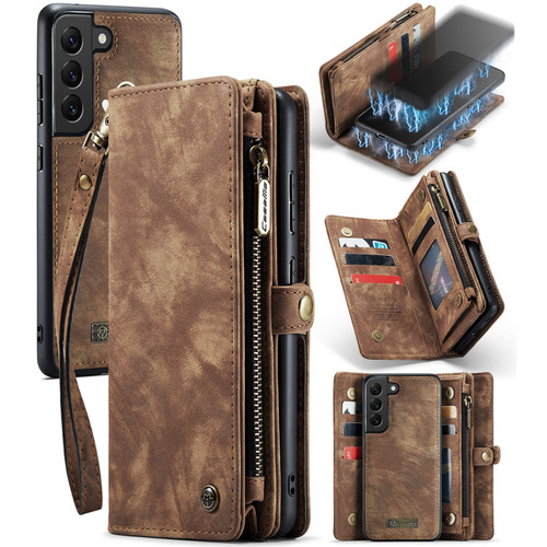 Samsung Galaxy S21 5G CaseMe-008 Detachable Multifunctional Flip Leather Phone Case - Brown